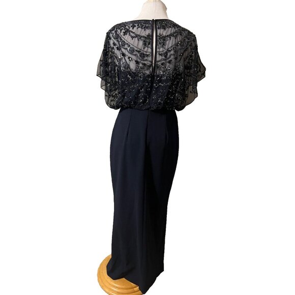 Aidan Mattox Dress 4 Blue Sequin Formal Long Maxi Cruise Party Wedding $450 NEW - Picture 5 of 16